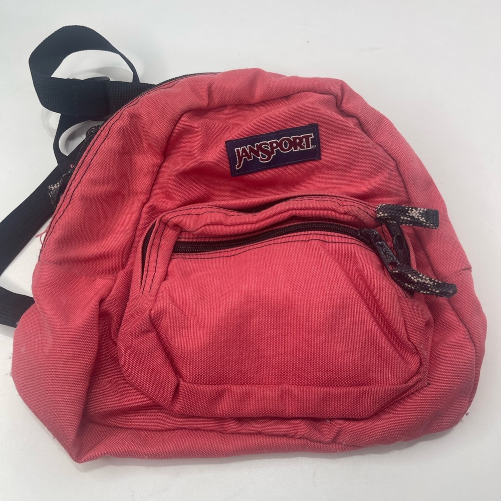 Vintage Jansport Mini Backpack Red 3 Pockets Top Handle Casual